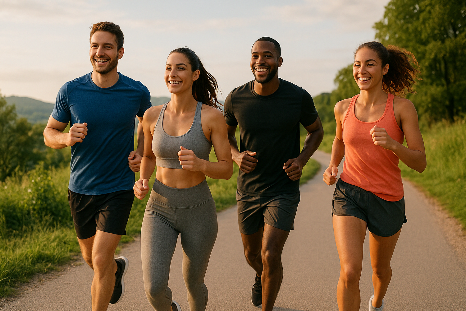 jogging two couple