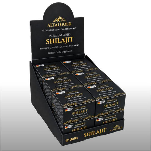 Résine de Shilajit Pur Altai Gold - Pack de 12 (10g l'unité)