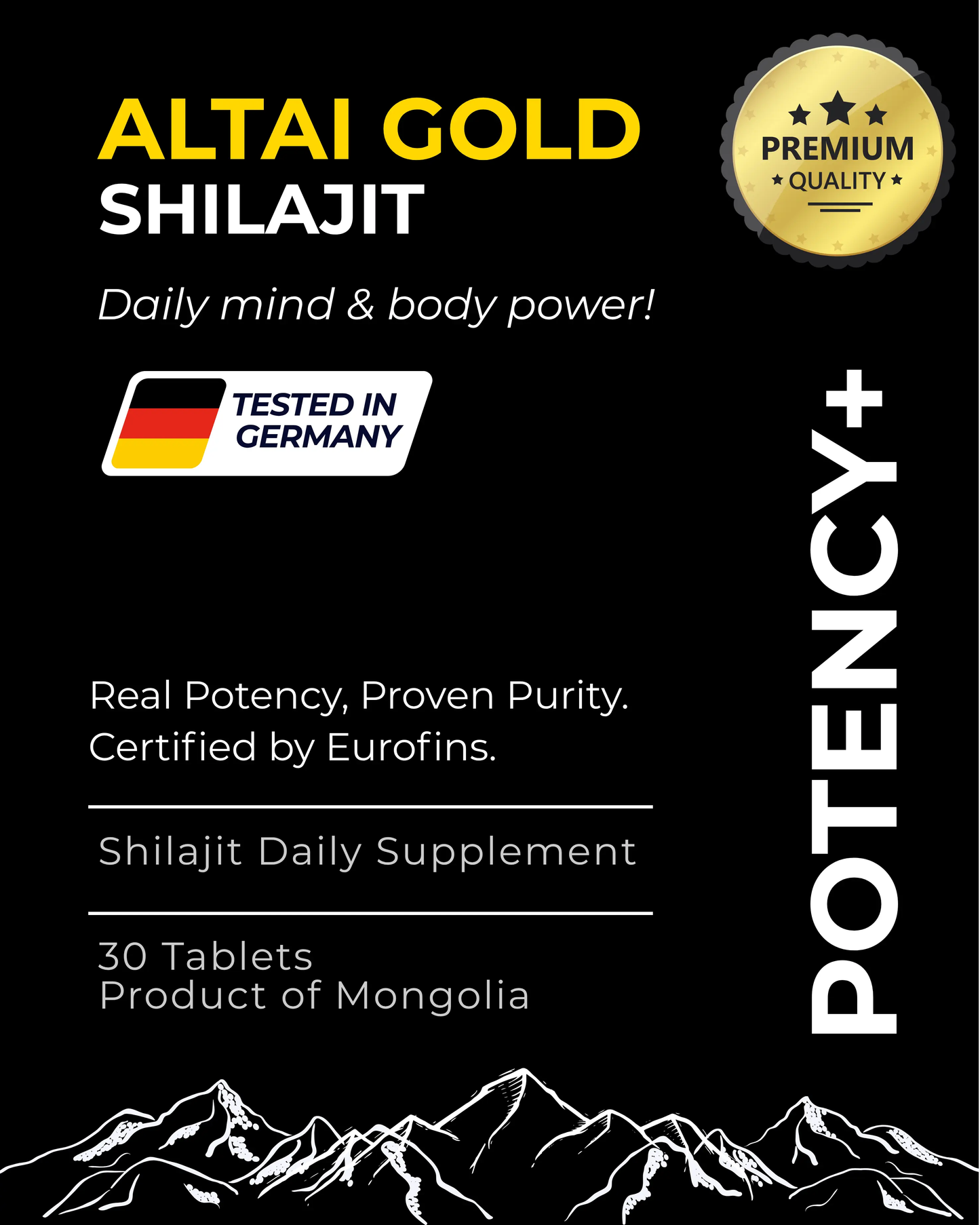 Altai Gold Shilajit (Mumiyo) 30 Tablets - Natural Energy & Focus Support Shilajit Market
