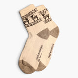 Chaussettes 100 % Laine de Mouton de Mongolie – Beige et Taupe, Motif Cerf | Altai Origin - Altai Origin