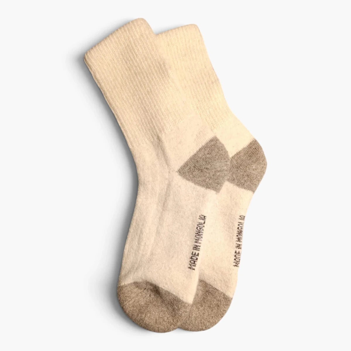 Chaussettes 100 % Laine de Mouton de Mongolie – Beige et Taupe, Uni | Altai Origin - Altai Origin