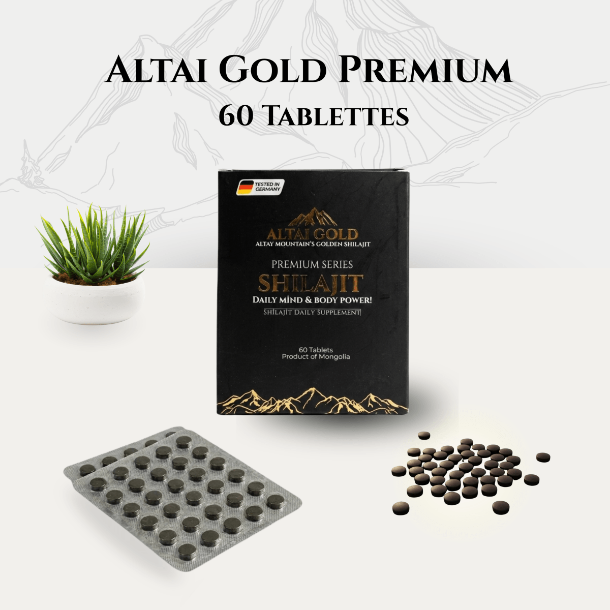 Tablettes de Shilajit Pur (60 unités) - Altai Origin